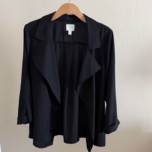 14th & Union Black Open-Front Draped Blazer